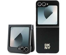 DKNY PU Leather Stack Logo Samsung Galaxy Z Flip6 dėklas telefonui juodos spalvos