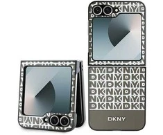 DKNY PU Leather Repeat Pattern Bottom Stripe Samsung Galaxy Z Flip6 dėklas telefonui rudos spalvos