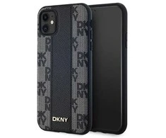 DKNY DKHMN61PCPVSLK Apple iPhone 11 Xr 6.1″ juodos spalvos kietas dėklas Leather Checkered Mono Pattern MagSafe
