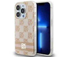 Apple iPhone 13 Pro Max DKNY dėklas IML Checkered Mono Pattern &amp; Printed Stripes MagSafe (DKHMP13XHCPTSP) rožinės spalvos