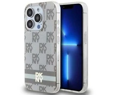 Apple iPhone 14 Pro Max DKNY dėklas IML Checkered Mono Pattern &amp; Printed Stripes MagSafe (DKHMP14XHCPTSE) smėlio spalvos