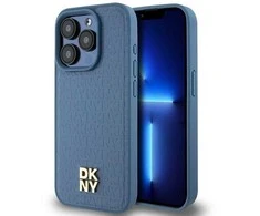 Apple iPhone 15 Pro DKNY odinis dėklas Monogram Pattern Metal Logo MagSafe (DKHMP15LPSHRPSB) mėlynos spalvos