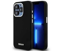 Apple iPhone 15 Pro DKNY dėklas Liquid Silicone Small Metal Logo MagSafe (DKHMP15LSMCHLK) juodos spalvos