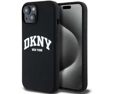 Apple iPhone 14 Plus / 15 Plus DKNY dėklas Liquid Silicone Baltas Printed Logo MagSafe (DKHMP15MSNYACH) juodos spalvos