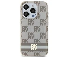 Apple iPhone 13 / 14 / 15 DKNY dėklas IML languotas monofoninis raštas ir spausdintos juostelės MagSafe (DKHMP15SHCPTSE) smėlio spalvos
