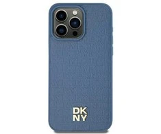 Apple iPhone 13 / 14 / 15 DKNY odinis dėklas Pattern Metal Logo MagSafe (DKHMP15SPSHRPSB) mėlynos spalvos