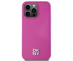 Apple iPhone 13 / 14 / 15 DKNY odinis dėklas Pattern Metal Logo MagSafe (DKHMP15SPSHRPSP) rožinės spalvos