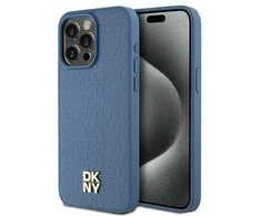 Apple iPhone 15 Pro Max DKNY odinis dėklas Monogram Pattern Metal Logo MagSafe (DKHMP15XPSHRPSB) mėlynos spalvos