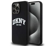 Apple iPhone 15 Pro Max DKNY dėklas Liquid Silicone Baltas Printed Logo MagSafe (DKHMP15XSNYACH) juodos spalvos