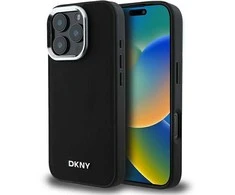 Apple iPhone 16 Pro DKNY Plain Sidabrinis Logo MagSafe (DKHMP16LPSCMCLK) dėklas telefonui juodos spalvos