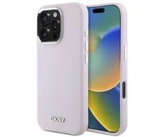 DKNY DKHMP16LSMCHLP Apple iPhone 16 Pro 6.3″ rožinės spalvos kietas dėklas Liquid Silicone Small Metal Logo MagSa