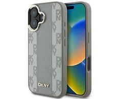 Dėklas Apple iPhone 16 DKNY Checkered Pattern MagSafe (DKHMP16SPCPVSLE) beige
