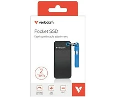 Kietasis diskas Verbatim diskas SSD 2TB - raktų pakabukas su laidu USB 3.2 gen.2 juodos ir mėlynos spalvos 32195