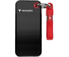 Kietasis diskas Dysk Zewnętrzny Verbatim Pocket SSD 512GB - Pakabutis do kluczy su kablem USB-C 3.2 gen.2 juoda-raudona 32284