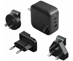 ENERGEA Laidinis įkroviklis 1xUSB+2xUSB-CPD-PPS-QC 3.0 66W 2C1A juodos spalvos US+EU Travelite GAN66