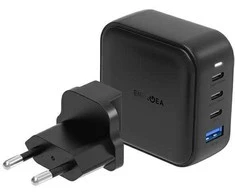 ENERGEA Laidinis įkroviklis 1xUSB+3xUSB-CPD-PPS-QC 3.0 100W 3C1A juodos spalvos US+EU Travelite GAN100