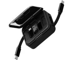 Energea Kabelis Bazic GoCharge Loop 5in1 Lightning, USB-A, Micro USB 1m juodos spalvos