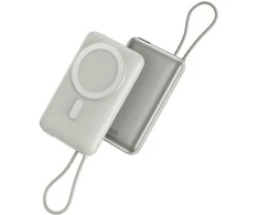 Energea PowerBank Bazic Fusion Mag 10000mAh MagSafe kabelis USB-C pilkos spalvos