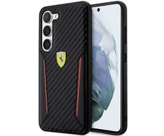 „Ferrari FEHCS23SNPYK S23 S911“ juodas kietas dėklas su anglies pluošto kontrastingais kraštais