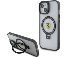 Ferrari FEHMP15MUSCAK Apple iPhone 15 Plus /14 Plus 6.7″ juodos spalvos kietas dėklas Ring Stand 2023 Collection