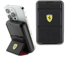 Powerbank Ferrari Metal Logo MagSafe induction 15W 10000 mAh su stovo funkionalumu - juodos spalvos