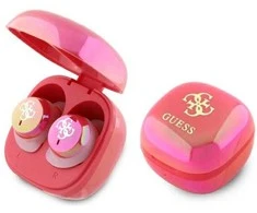 Guess ausinės Bluetooth GUTWSJ144ESF TWS fuschia Iridescent 4G Printed Logo