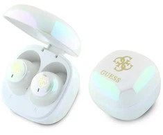 Guess Bluetooth ausinės GUTWSJ144ESH TWS + docking station baltos spalvos Iridescent 4G Printed Logo