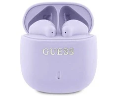 Guess ausinės Bluetooth GUTWSJ14ESGU TWS violetinės spalvos Printed Classic Logo