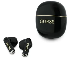 Guess Auksinė Line Glossy Classic Logo TWS belaidės ausinės juodos spalvos