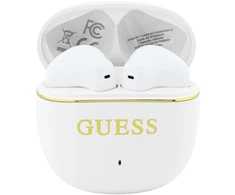 Guess Auksinė Line Glossy Classic Logo TWS belaidės ausinės baltos spalvoas