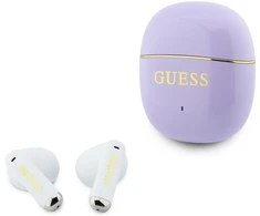 Guess Auksinė Line Glossy Classic Logo TWS belaidės ausinės violetinės spalvos