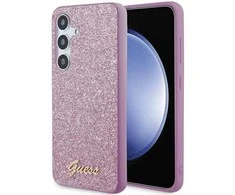 Samsung Galaxy S24 Plus Guess dėklas Glitter Script (GGUHCS24MHGGSHU) violetinės spalvos