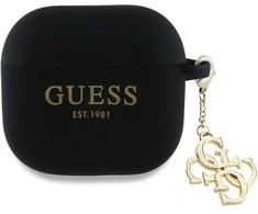 Dėklas Guess GUA4LECG4K AirPods 4 cover juodos spalvos silikoninis 4G Charm