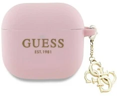 Dėklas Guess GUA4LECG4P AirPods 4 cover rožinės spalvos silikoninis 4G Charm