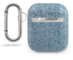 Guess apsauginis dėklas GUACA2TPUJULLB džinsų kolekcija AirPods 1/2 mėlyna