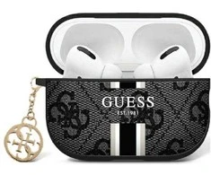 Guess GUAP2P4RPSK AirPods Pro 2 (2022/2023) dėklas juodos spalvos 4G Printed Stripes Charm