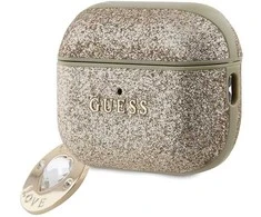 Apple AirPods Pro ausinių dėklas 2 Guess Fixed Glitter Heart Diamond Charm (GUAP2PGEHCDD) aukso spalvos