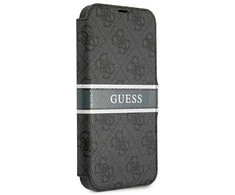 Dėklas Guess GUBKP13L4GDGR iPhone 13 Pro / 13 6.1" pilkas/pilkas book 4G Stripe