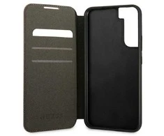 Samsung Galaxy S22 Plus Guess dėklas Book Saffiano Stripes (GUBKS22MPSASBPI) rožinės spalvos