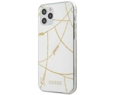 Guess GUHCP12LPCUCHWH Apple iPhone 12 Pro Max 6,7" dėklas telefonui baltos spalvos hardcase Gold Chain Collection
