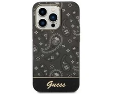Guess GUHCP14LHGBNHK Apple iPhone 14 Pro 6,1″ juodos spalvos kietas dėklas Bandana Paisley