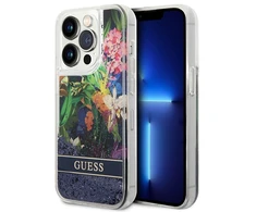 Dėklas GUESS GUHCP14LLFLSB IPHONE 14 PRO 6.1 "Mėlynas/Mėlynas HARDCASE FLOWER LIQUID GLITTER