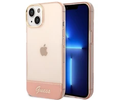 Guess GUHCP14MHGCOP iPhone 14 Plus 6,7 colių eilinis/rožinis kietas dėklas, permatomas