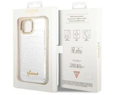 Apple Guess dėklas iPhone 14 6,1 GUHCP14SHGCRHS sidabrinis kietasis dėklas Croco Collection