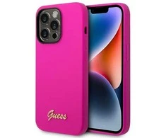 Guess silikoninis dėklas iPhone 14 Pro Max, fuksijos spalvos