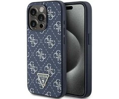 Guess GUHCP15LPG4GPB Apple iPhone 15 Pro 6.1″ mėlynas kietas dėklas 4G Triangle Metal Logo