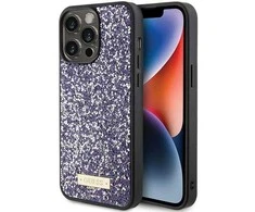 Guess Rhinestone Metal Logo dėklas, skirtas iPhone 15 Pro Max - rožinis
