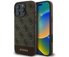 Guess 4G Bottom Stripe - dėklas skirtas Apple iPhone 16 Pro ruda