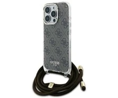 Guess GUHCP16LHC4SEW Apple iPhone 16 Pro 6.3" dėklas telefonui rudos spalvos Crossbody Cord 4G Print