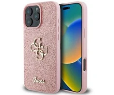 Guess Fixed Glitter Big 4G Apple iPhone 16 Pro – dėklas telefonui rožinės spalvos